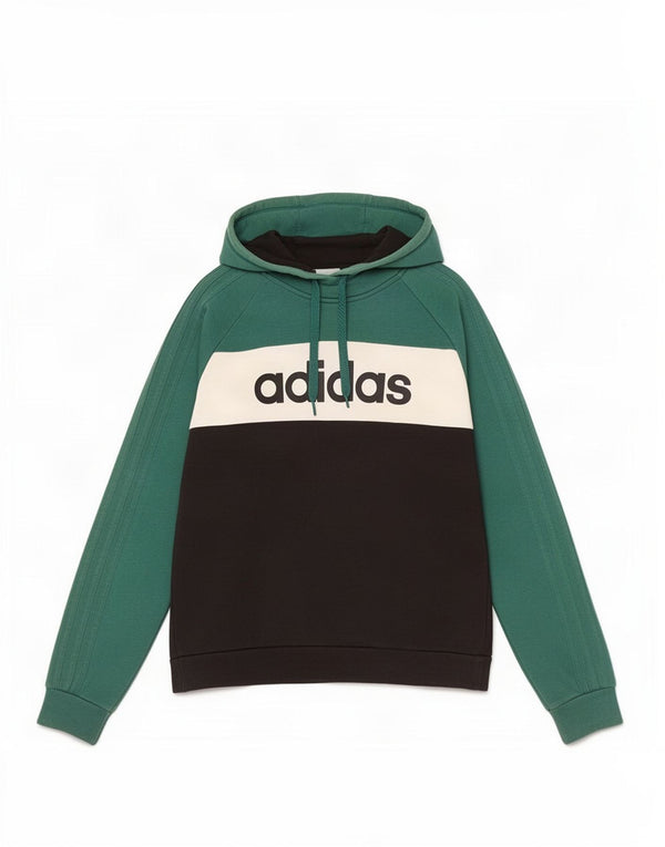 Adidas Herren Graphic Hoodie Pullover Mittelgrüne Colourblock-Baumwolle