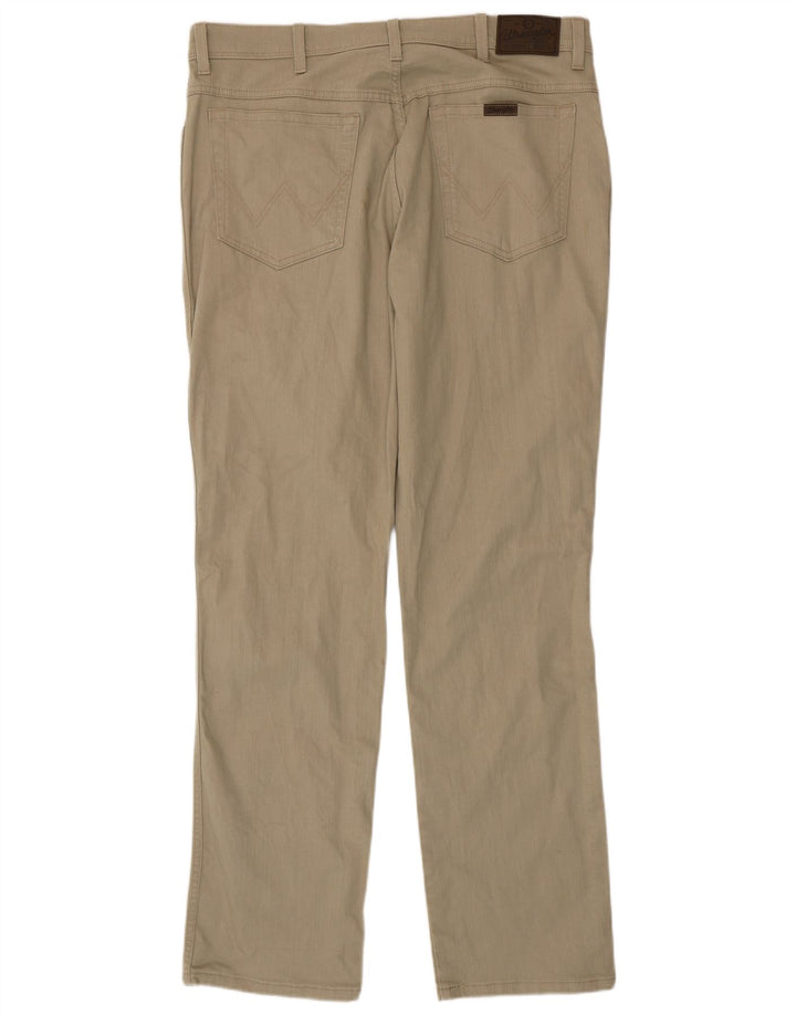 Wrangler Mens Regular Fit Straight Jeans W38 L34 Grüne Baumwolle