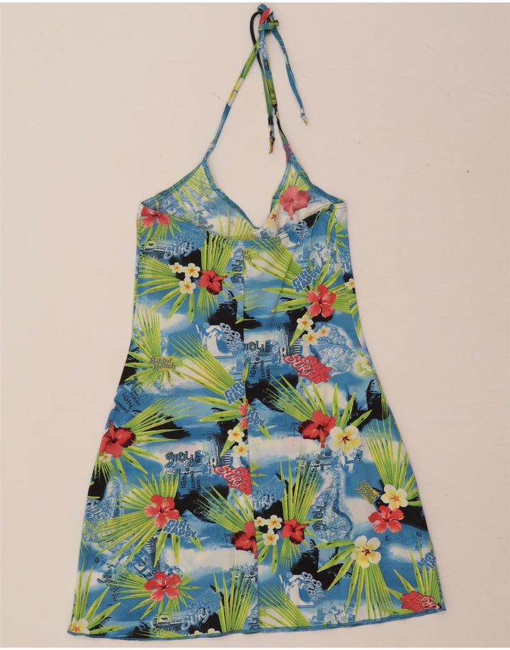 O'NEILL Damen Neckholder-Kleid UK 14 Großes, mehrfarbiges, geblümtes Polyamid