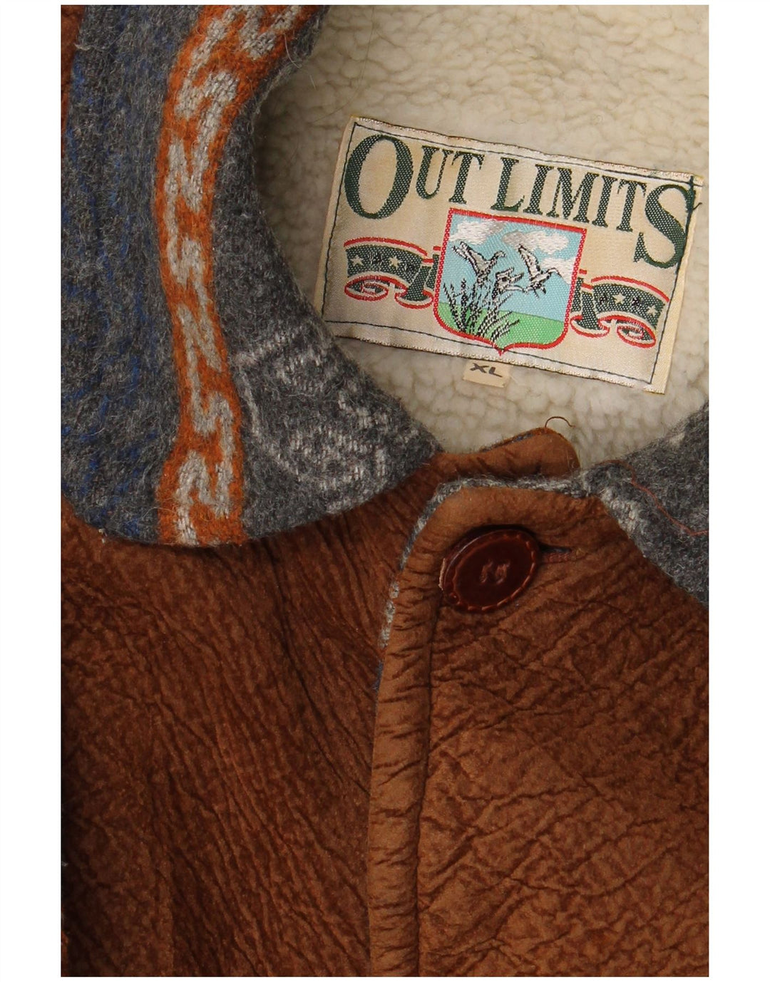 VINTAGE Herren Sherpa Jacke UK 42 XL Marineblau Fair Isle