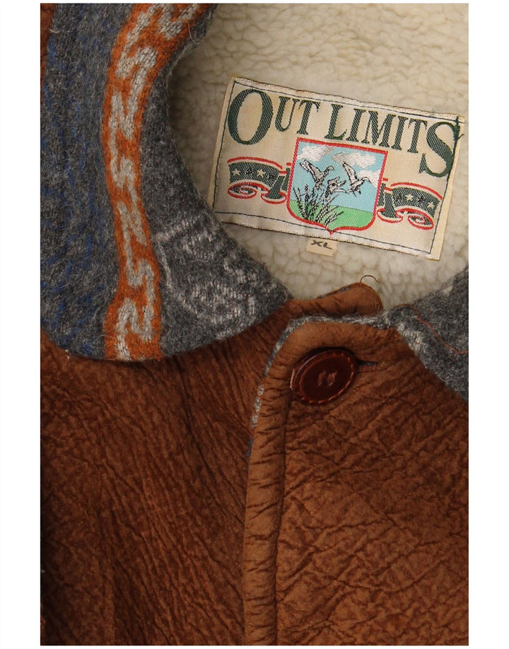 VINTAGE Herren Sherpa Jacke UK 42 XL Marineblau Fair Isle