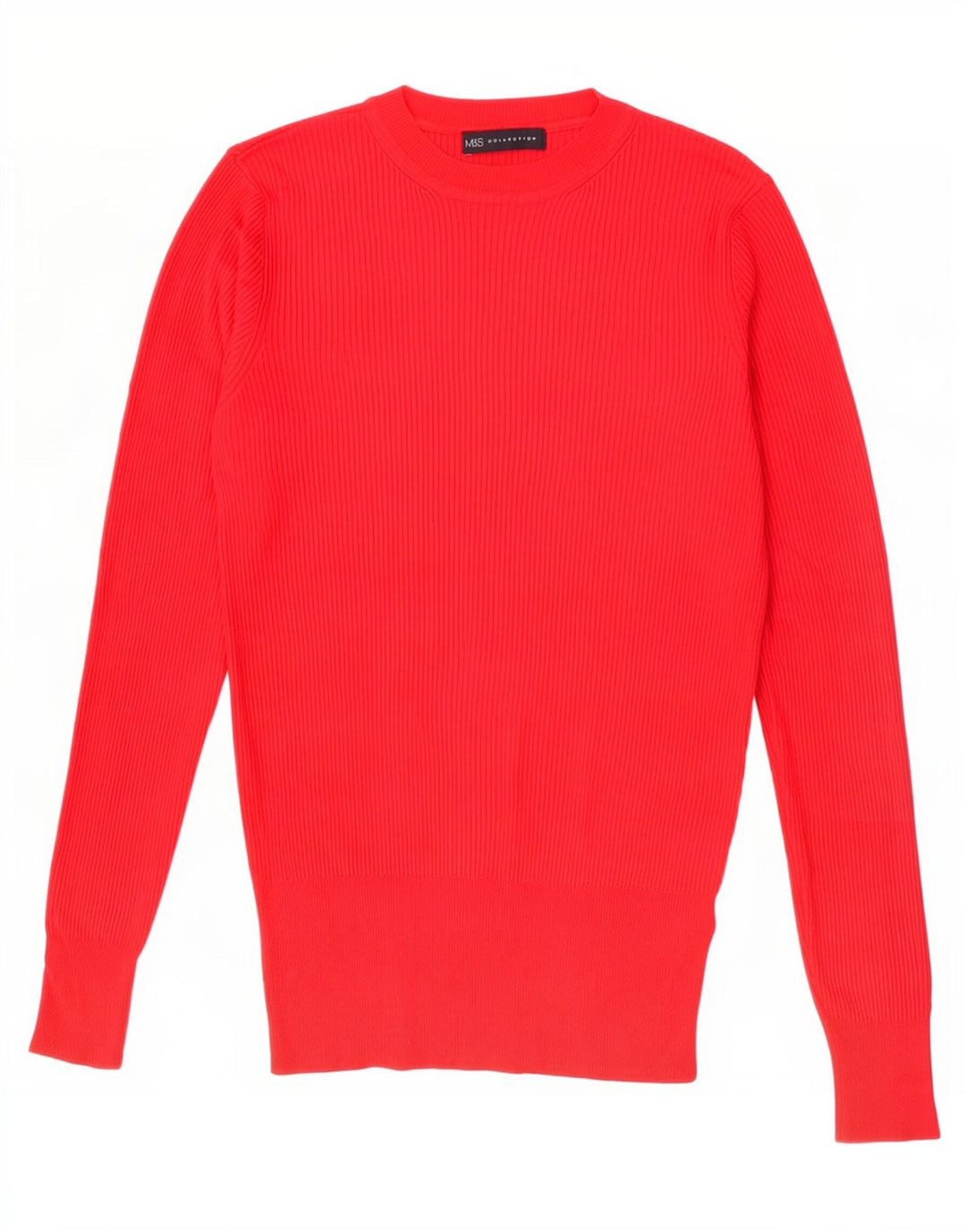 Marks & Spencer Damen-Pullover mit Rundhalsausschnitt, UK 14, Größe L, rote Viskose