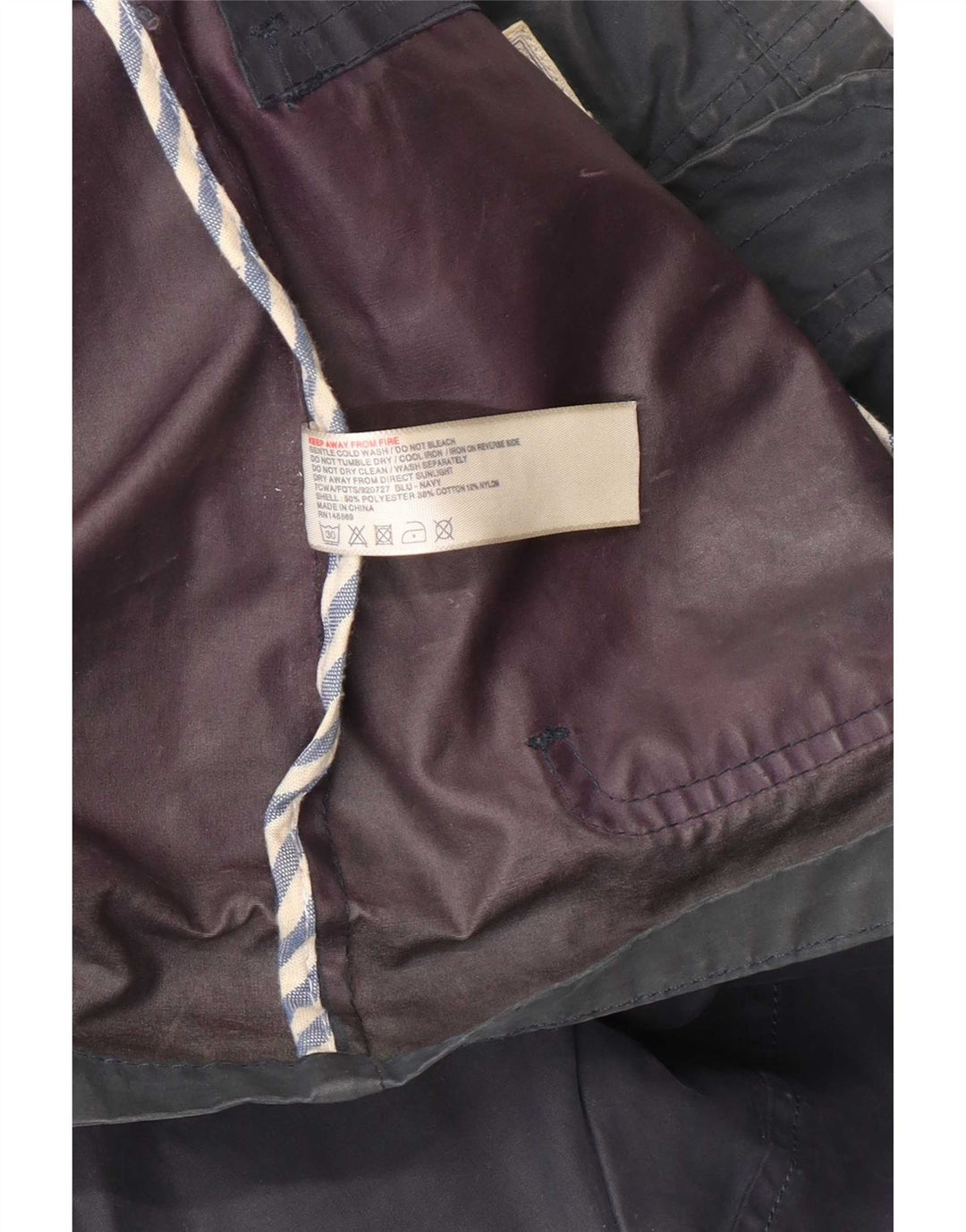Fat Face Damen-Jacke aus gewachster Baumwolle mit Kapuze, UK 12, Mittelmarineblau, Polyester