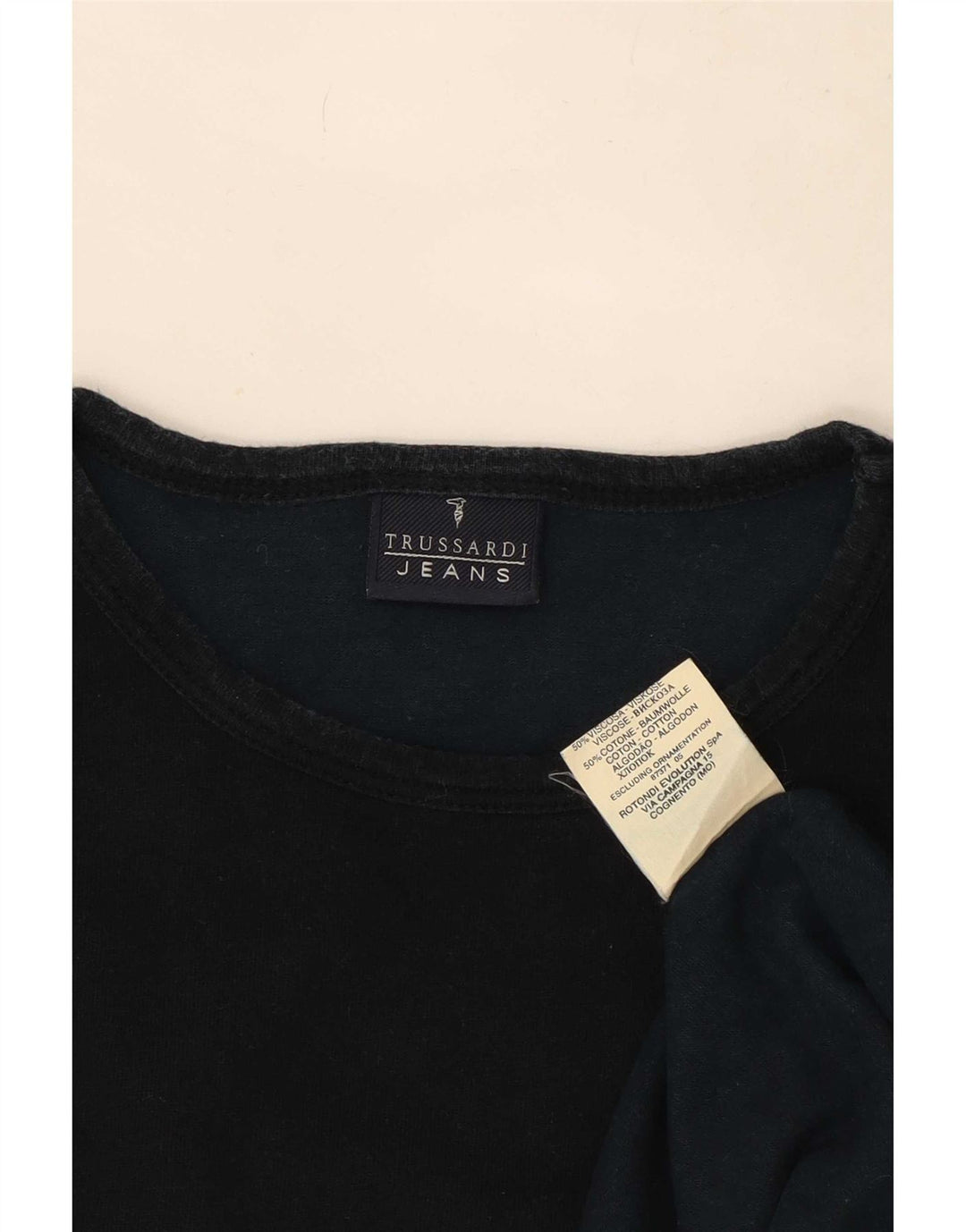 Trussardi Jeans Herren Top Langarm 2XL Schwarz Viskose