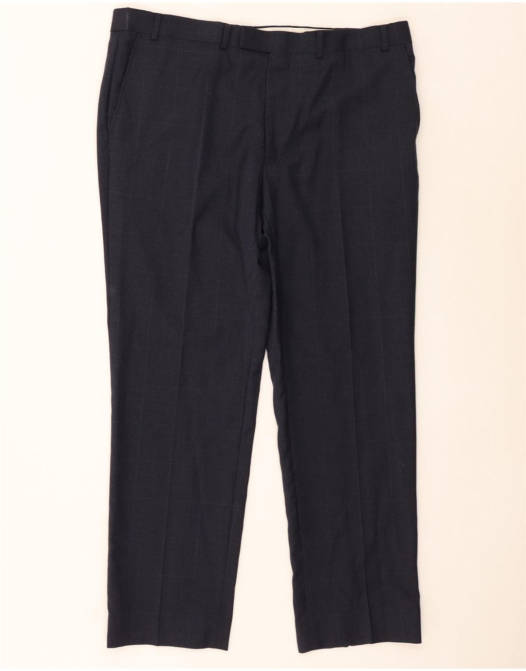 Gerade Anzughose für Herren von Marks & Spencer, W38 L29, marineblau karierte Wolle