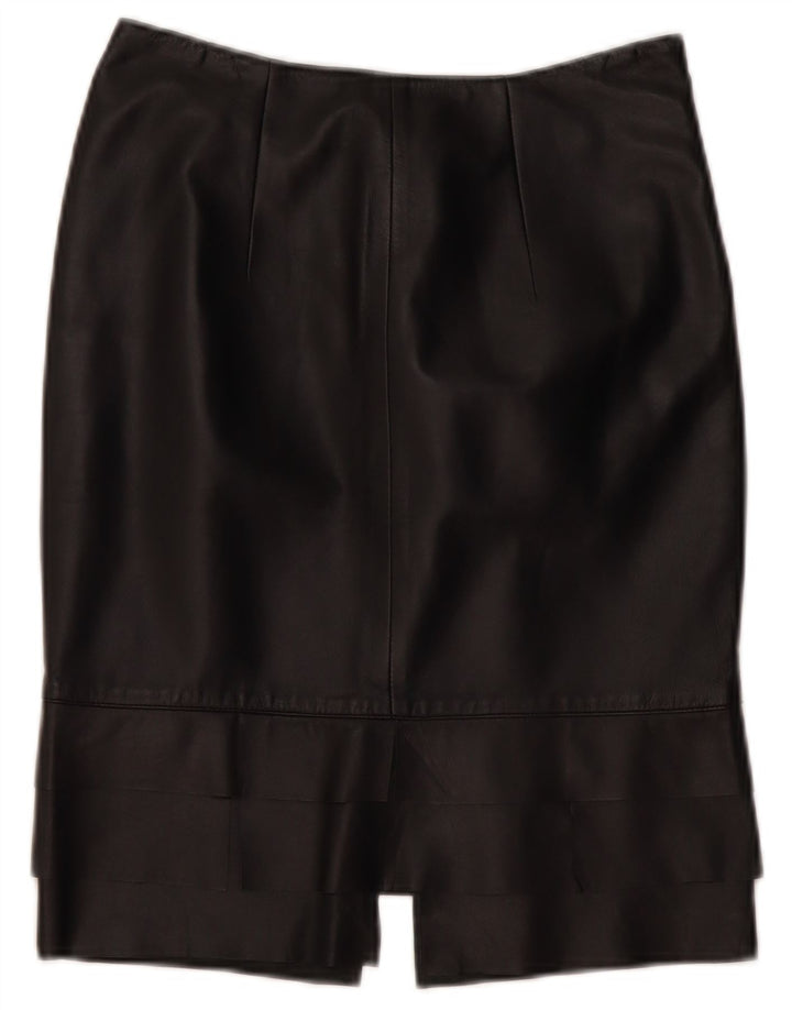 ROBERTA SCARPA Damen Rock mit hoher Taille US 6 Medium W26 Schwarzes Leder
