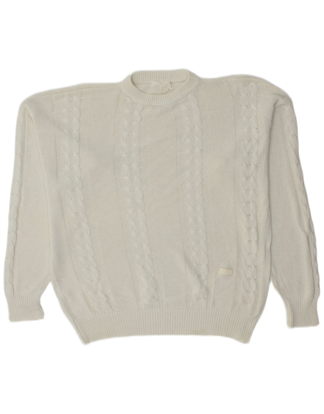 CROWN Herren-Pullover mit Rundhalsausschnitt, Mittelweiß