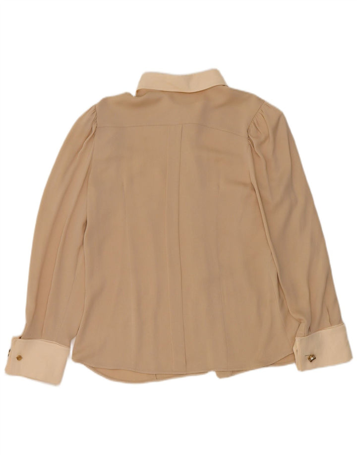 Max Mara Damen Hemdbluse UK 10 Small Beige Farbblock