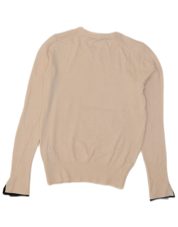 Zara Damen Crop Crew Neck Pullover Pullover UK 10 Small Beige Viskose