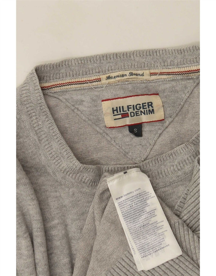 Tommy Hilfiger Herren-Pullover mit normaler Passform, Rundhalsausschnitt, Größe S, graue Baumwolle