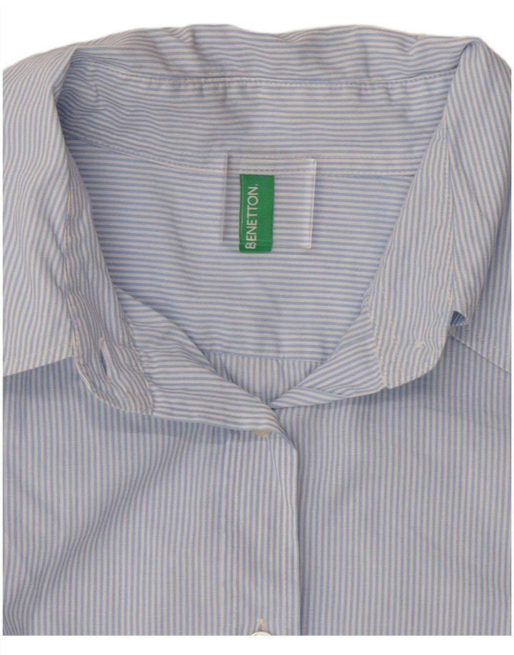 Benetton Damen-Hemd UK 12 Mittelblau gestreift