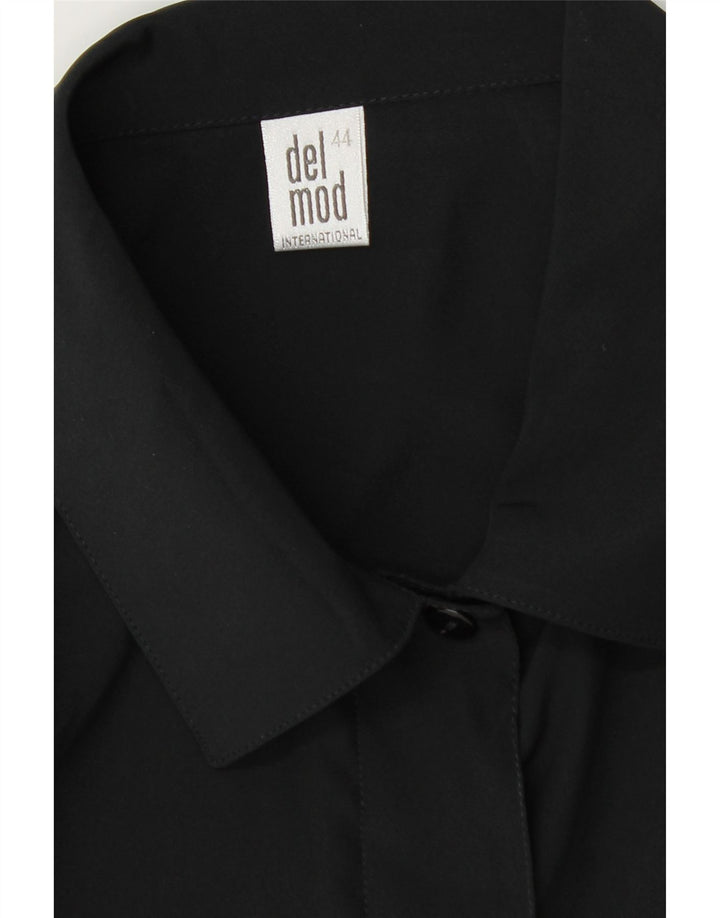 DEL MOD Womens 3/4 Sleeve Shirt Blouse EU 44 XL Black Polyester Vintage Del Mod and Second-Hand Del Mod from Messina Hembry 