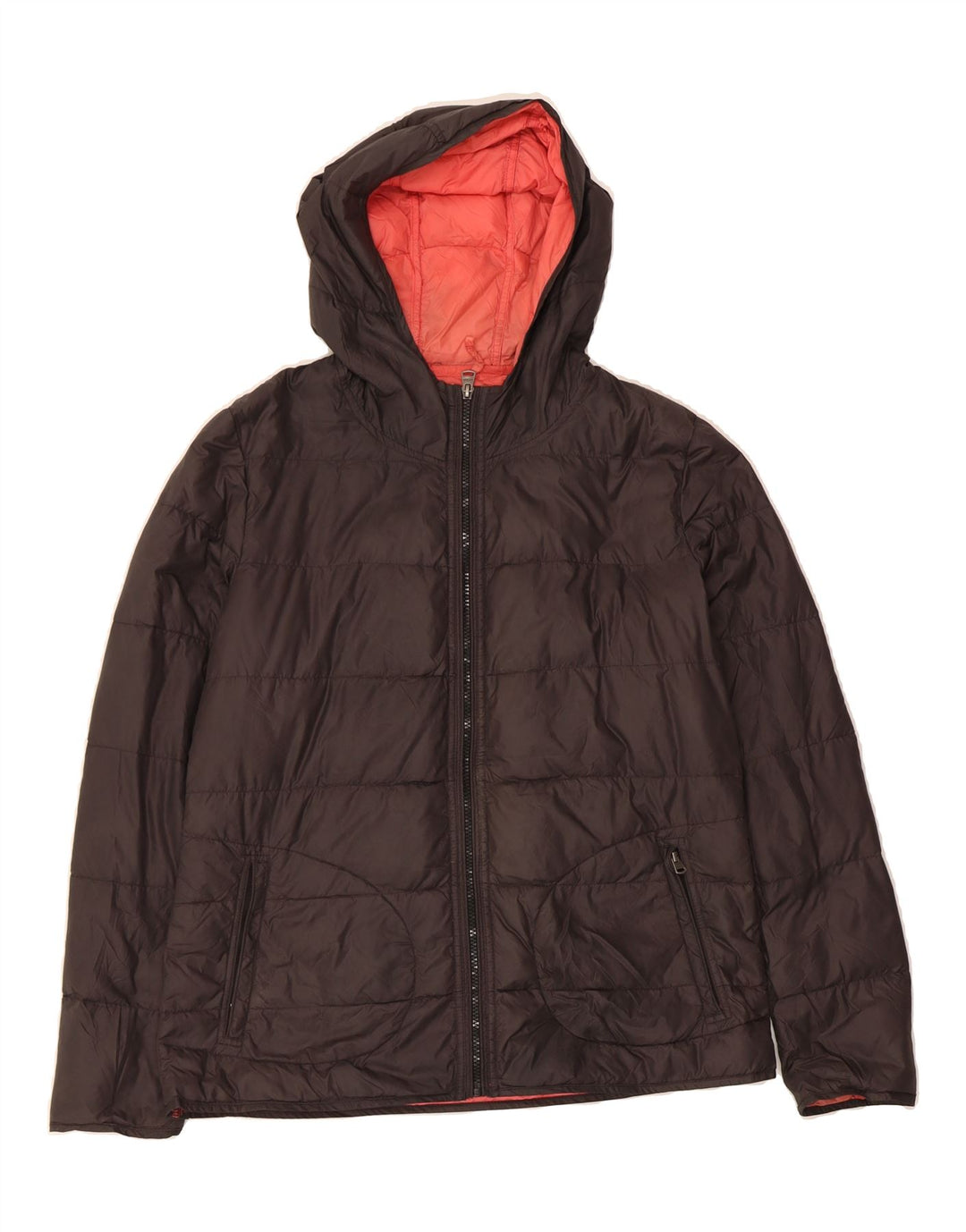FAT FACE Womens Hooded Padded Jacket UK 14 Large  Grey Nylon Vintage Fat Face and Second-Hand Fat Face from Messina Hembry 
