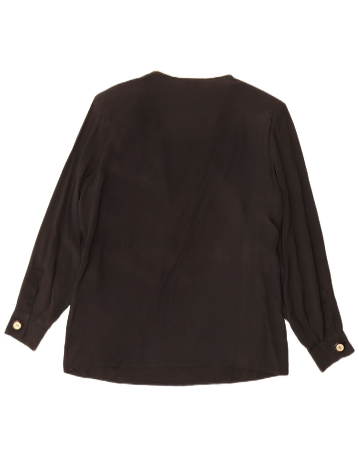 FERRE Damen-Hemdbluse UK 14 Mittelschwarzes Colourblock-Acetat