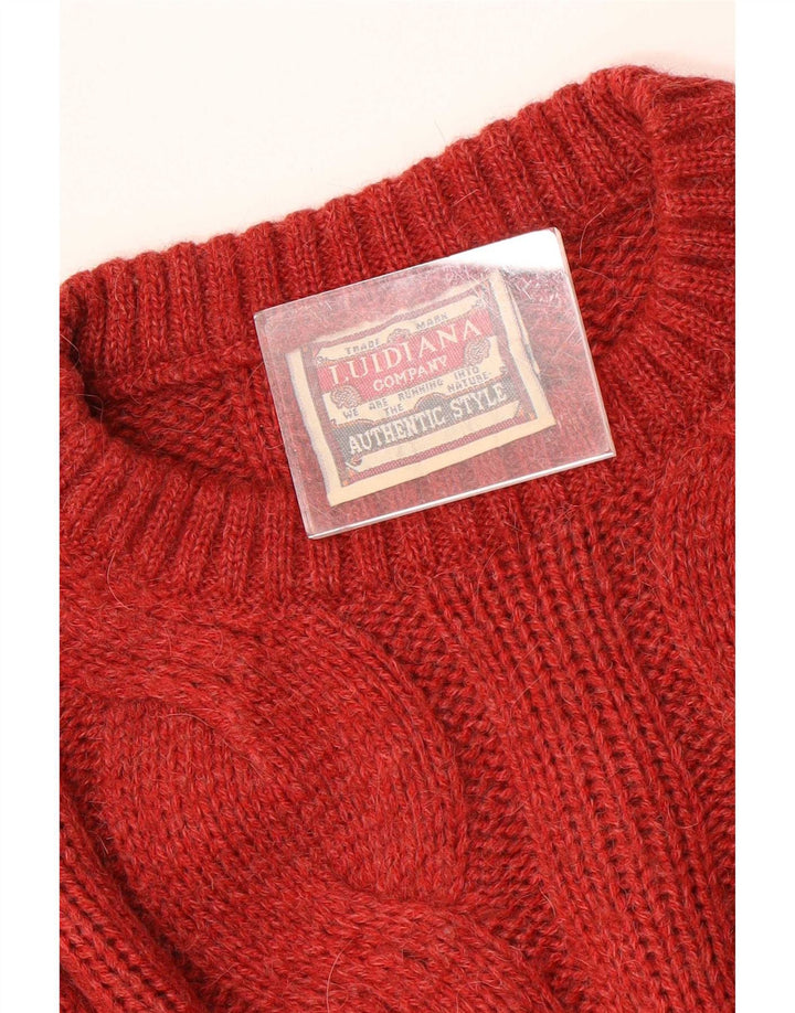 Luidiana Herren-Pullover mit Rundhalsausschnitt, groß, rotes Acryl