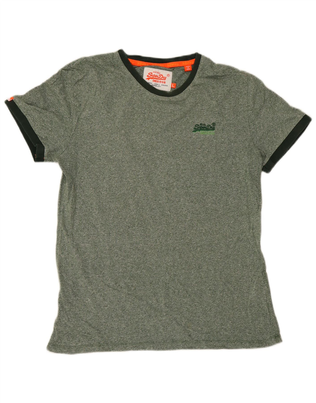 Superdry Herren-T-Shirt-Oberteil, groß, grün gefleckte Baumwolle