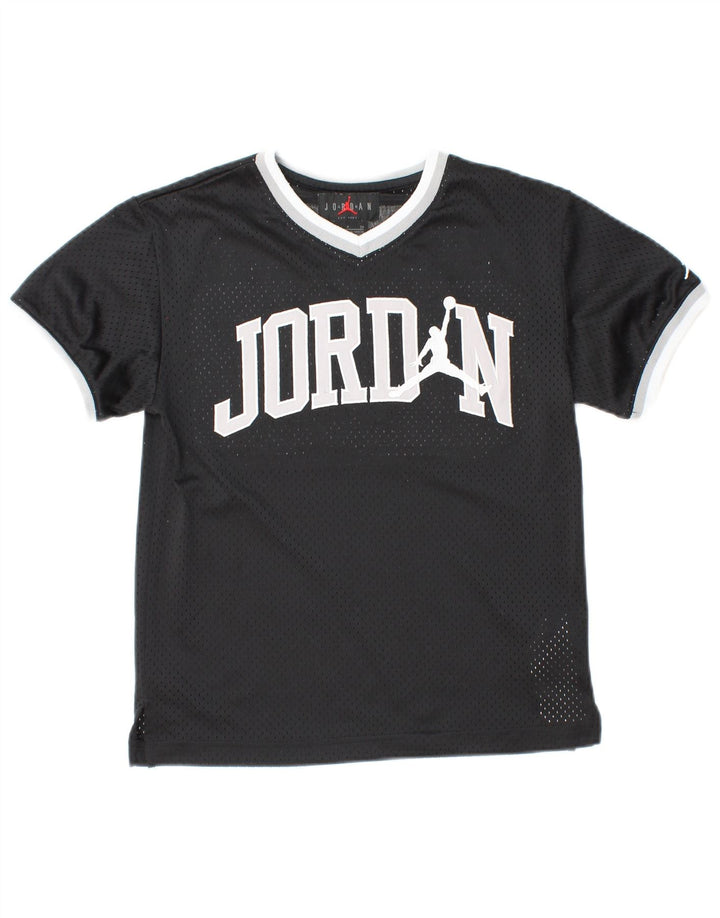 JORDAN Boys Graphic T-Shirt Top 8-9 Years Small  Black Polyester