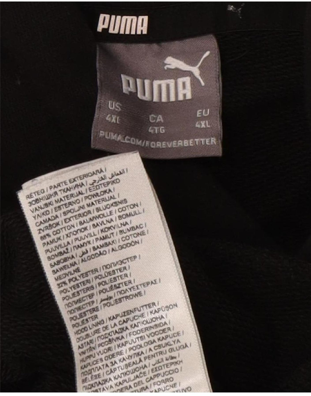 Puma Herren Kapuzenpullover 4XL Schwarz Baumwolle