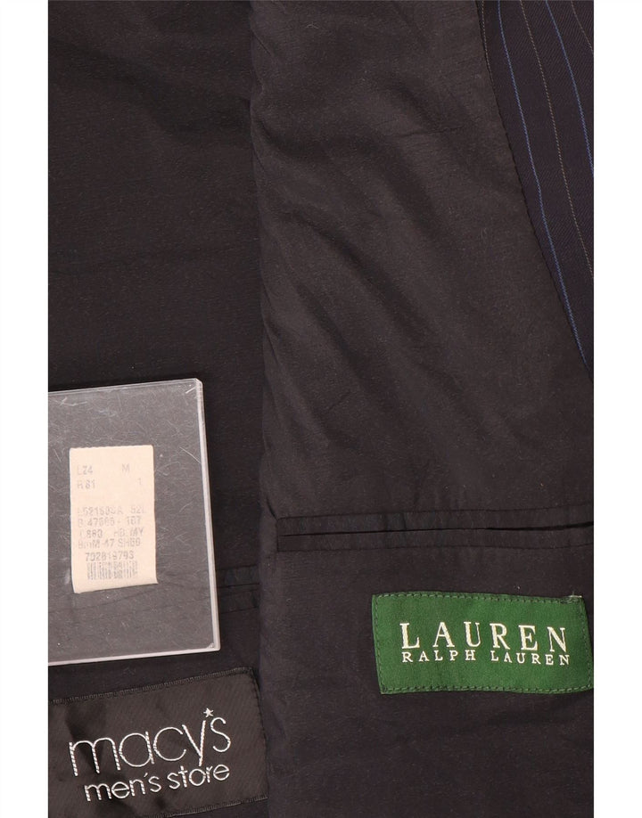 RALPH LAUREN Herren 2-Knopf-Blazerjacke IT 52 XL Marineblaue Nadelstreifenwolle