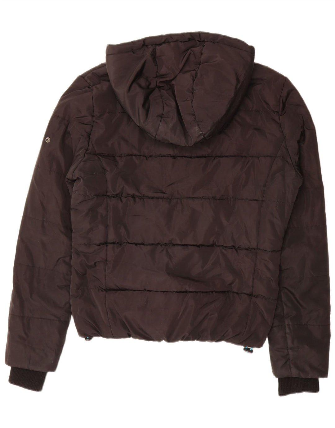 SUPERDRY Womens Hooded Bomber Padded Jacket UK 14 Medium Black Polyester