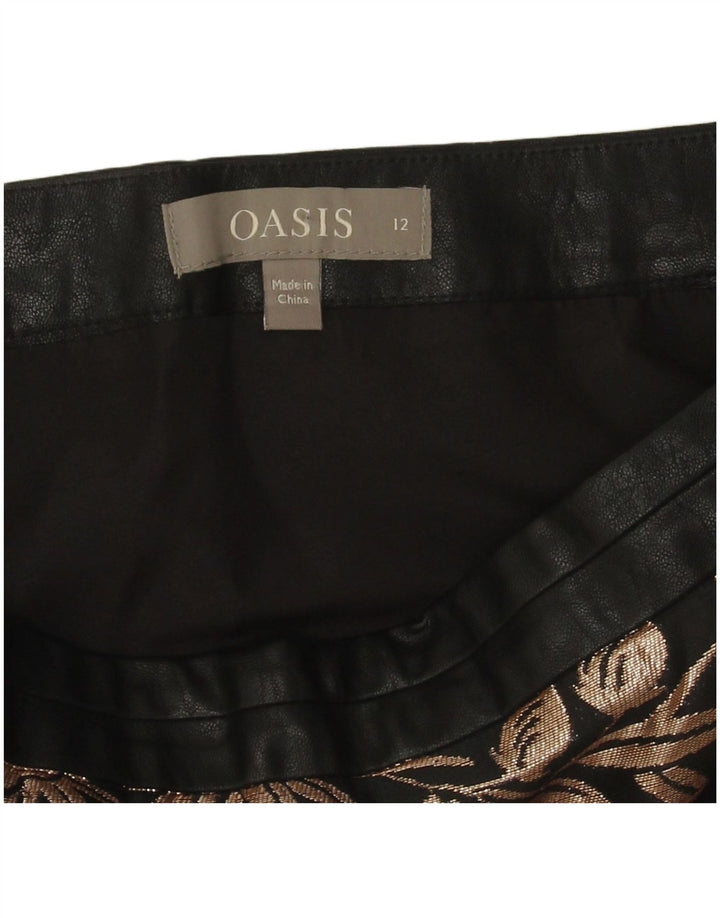 Oasis Damen Minirock UK 12 Medium W30 Schwarz geblümt