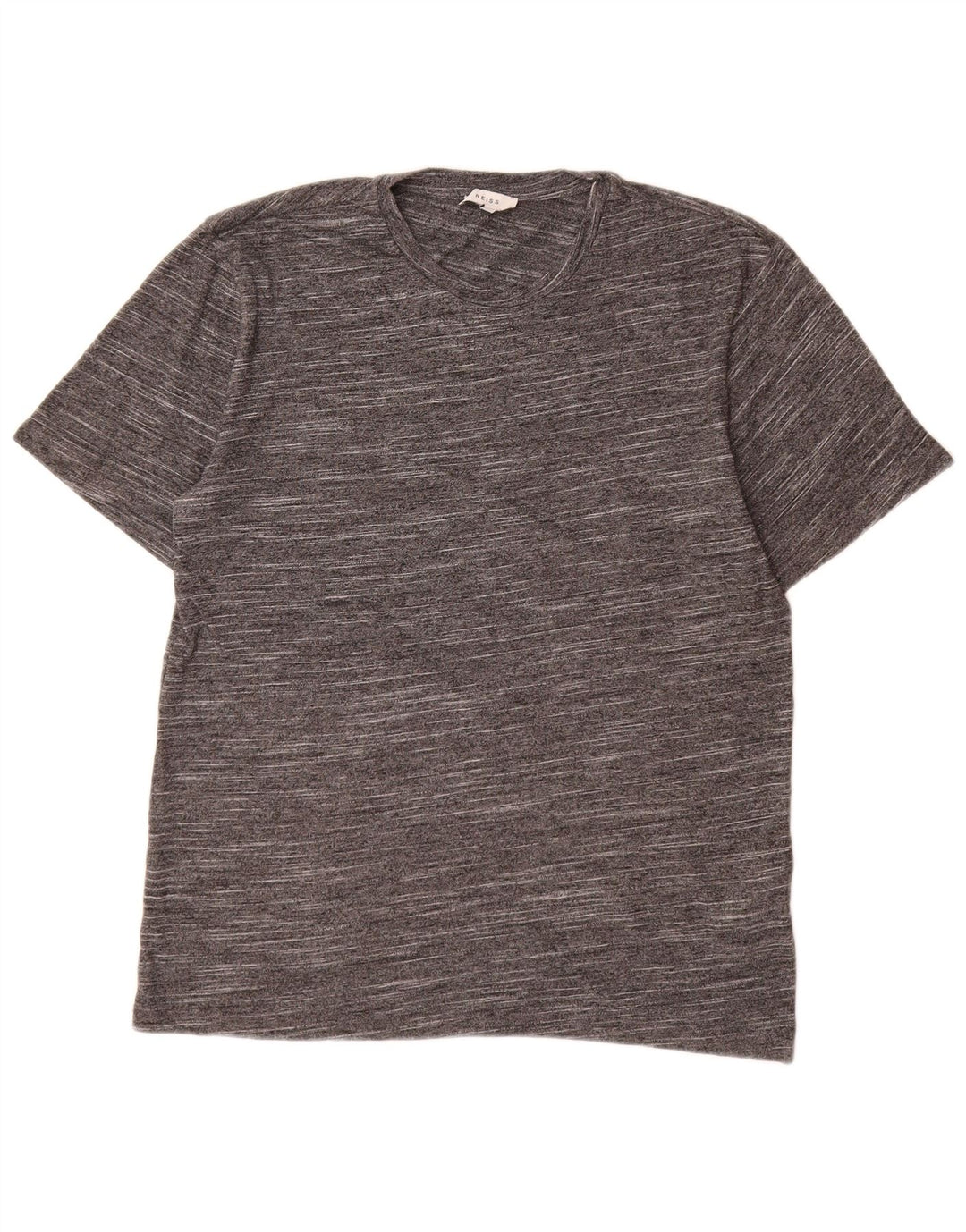 Reiss Herren-T-Shirt-Oberteil aus mittelgrau gesprenkelter Baumwolle