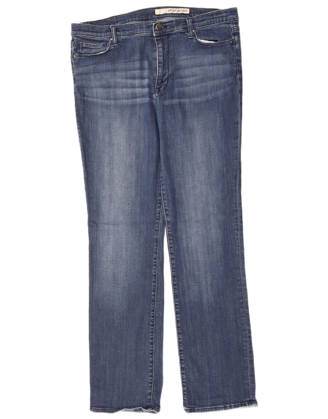 DKNY Damen Straight Jeans W32 L32 Blaue Baumwolle