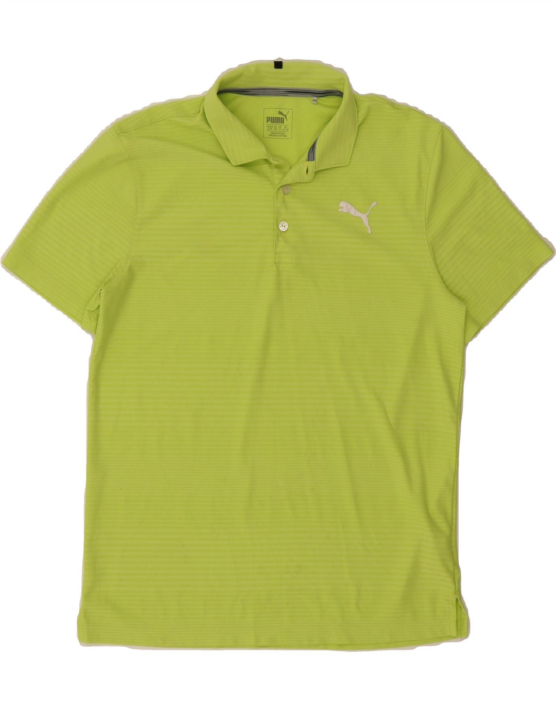 PUMA Boys Polo Shirt 13-14 Years Green Striped Polyester Vintage Puma and Second-Hand Puma from Messina Hembry 