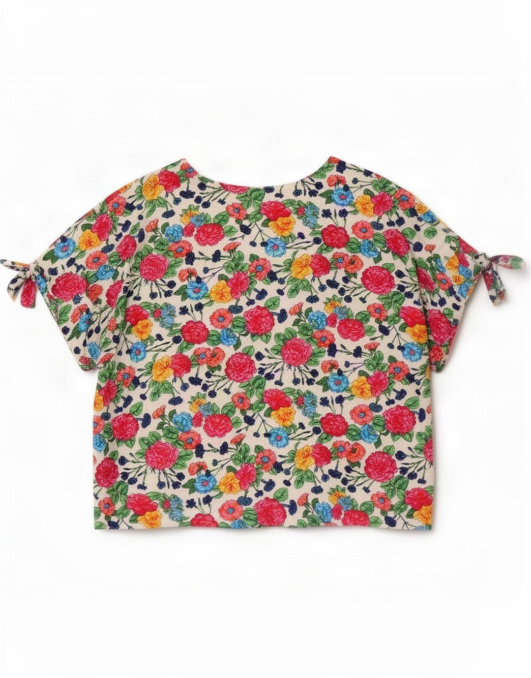 Vintage Damen Crop Bluse Top UK 14 Medium Mehrfarbig geblümt