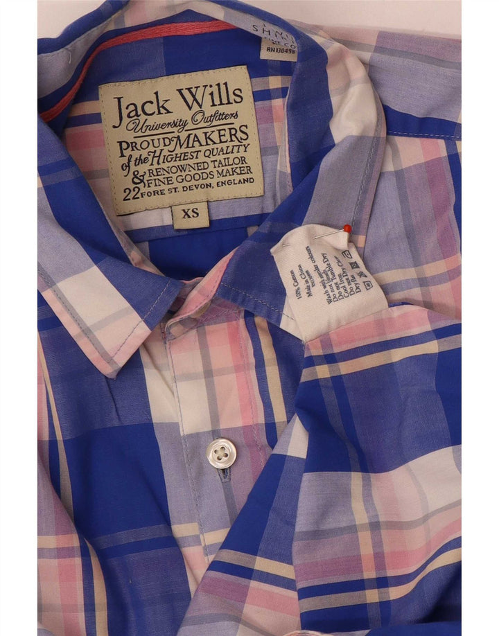 Jack Wills Herrenhemd XS, blau kariert, Baumwolle