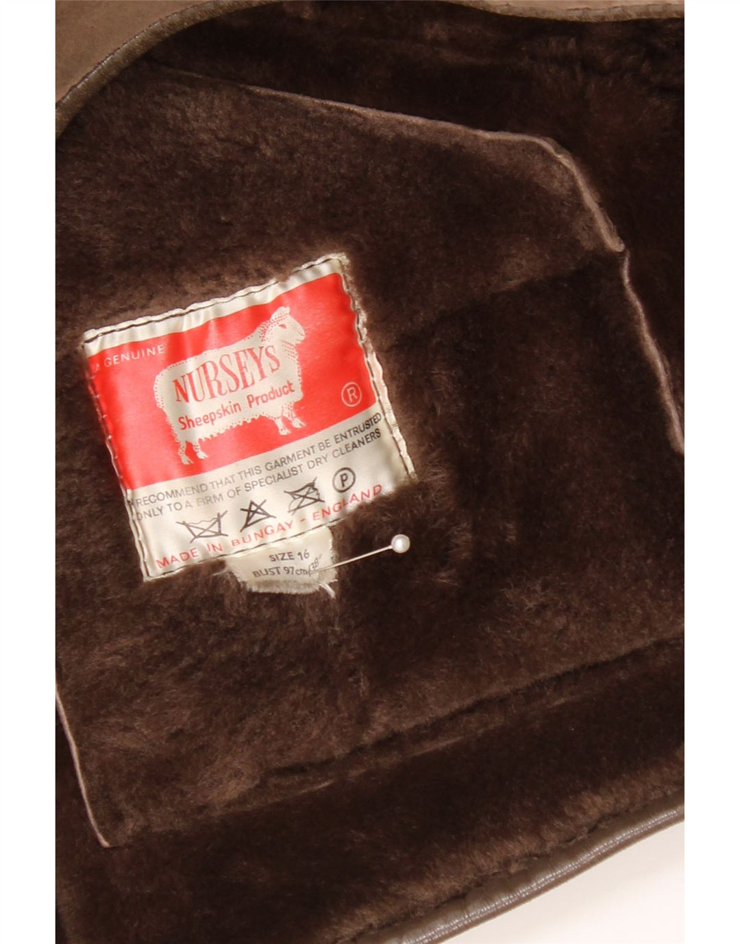 Nurseys Damen Shearling Jacke UK 16 Large Braunes Schaffell