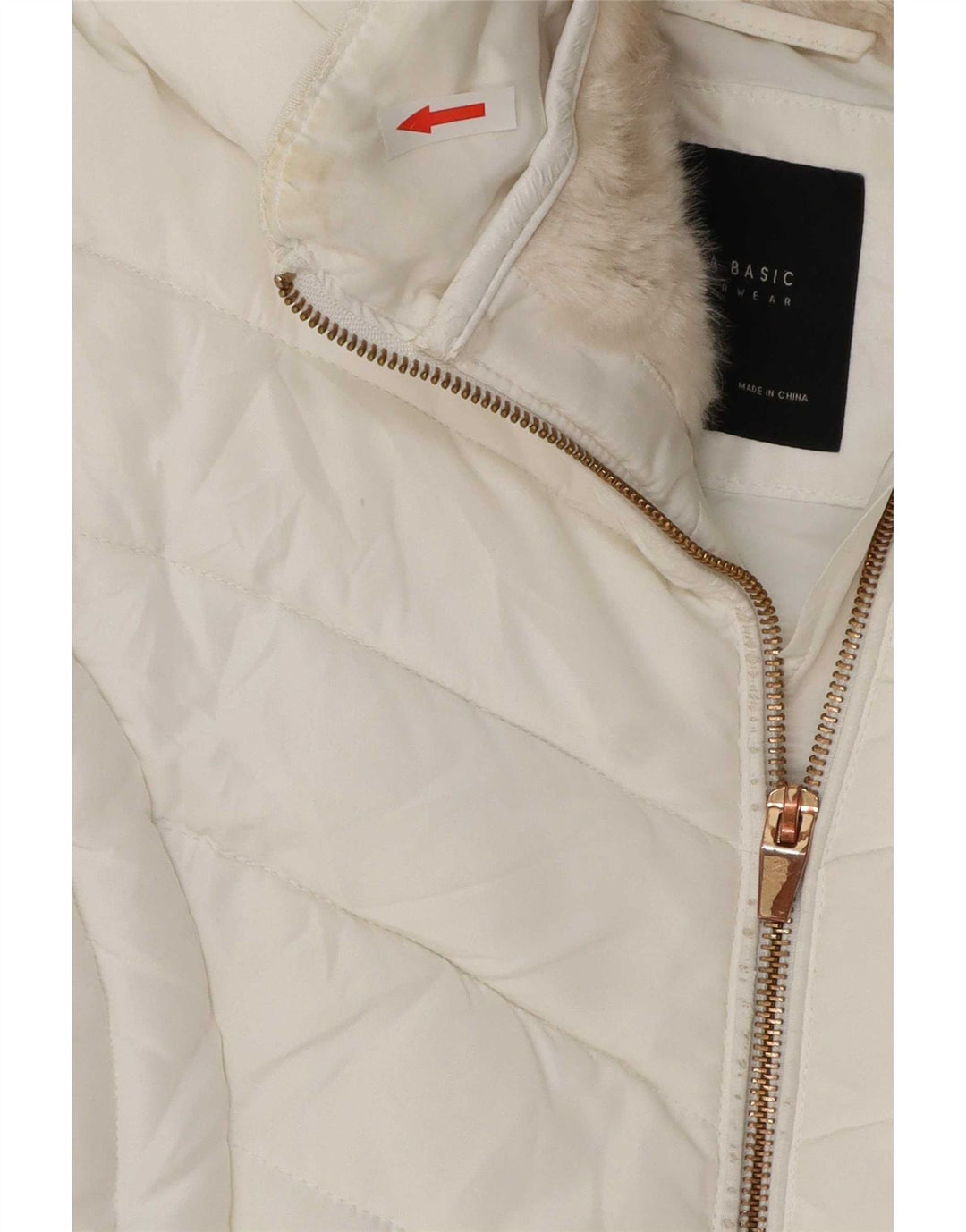 Zara Damen Wattierte Jacke UK 14 Large Weiß