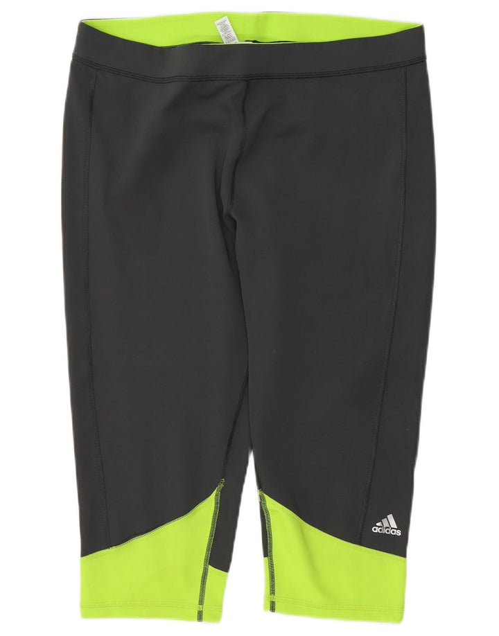 ADIDAS Damen Climalite Capri-Leggings UK 20/22 XL Grauer Farbblock