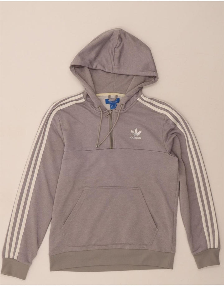 ADIDAS Mens Hoodie Jumper Small Grey Polyester