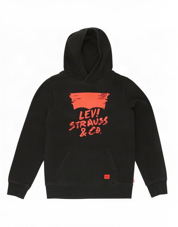 Levi's Jungen-Pullover mit grafischem Kapuzenpullover, 13–14 Jahre, schwarze Baumwolle
