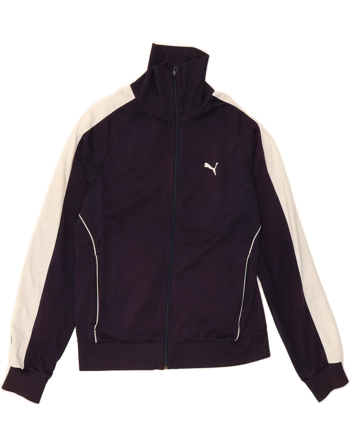 PUMA Mens Tracksuit Top Jacket Large Navy Blue Colourblock Polyester Vintage Puma and Second-Hand Puma from Messina Hembry 