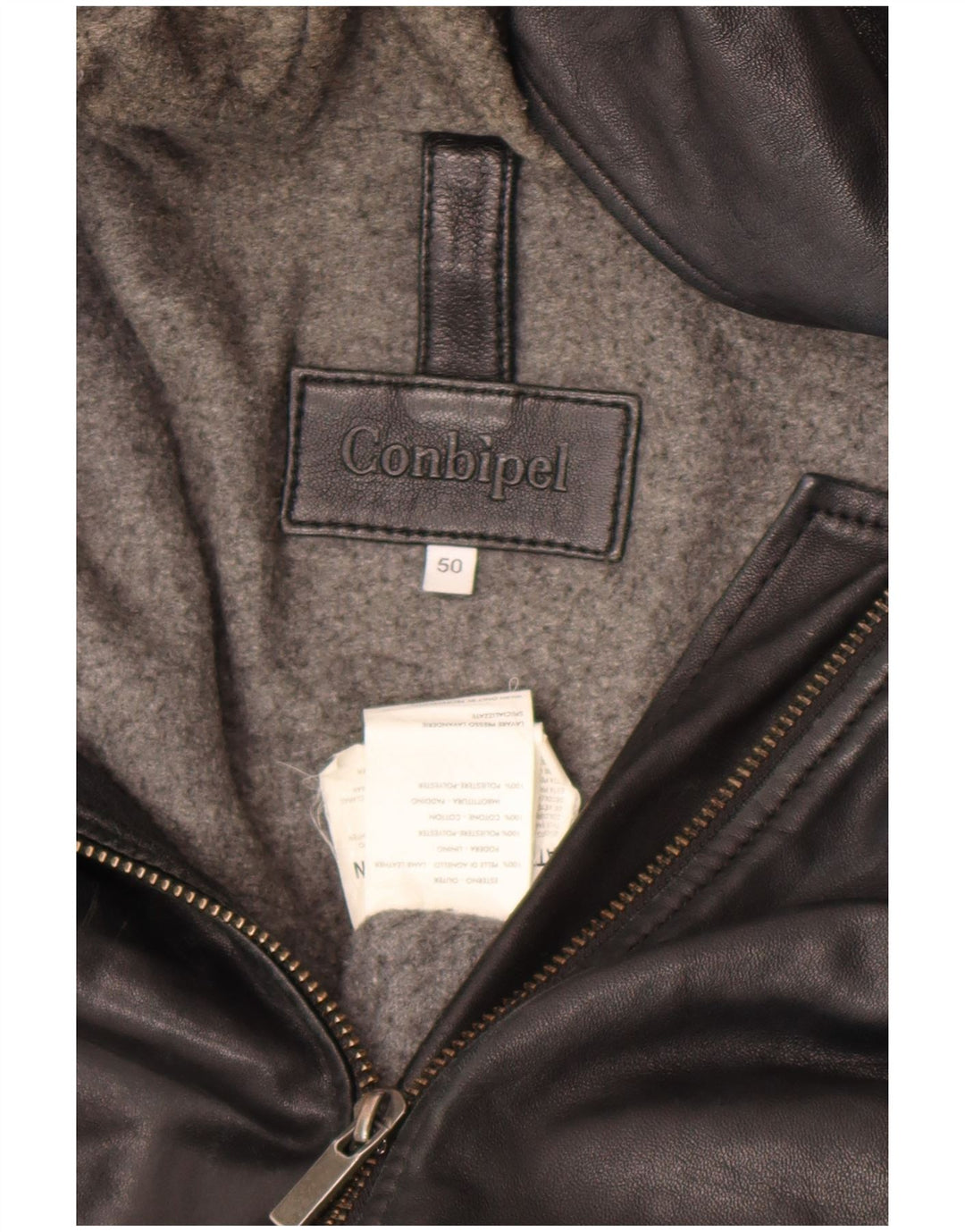 Conbipel Herren-Lederjacke mit Kapuze, IT 50, großes schwarzes Lammfell