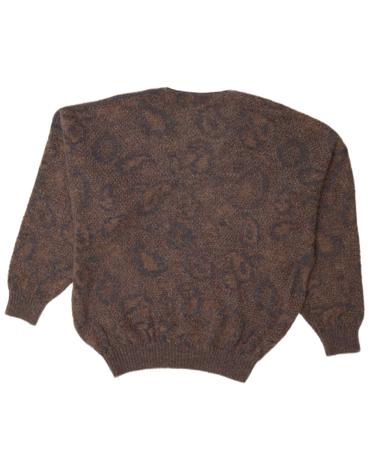 MARCCAIN Herren-Pullover mit V-Ausschnitt, XL, braune, geometrische Wolle