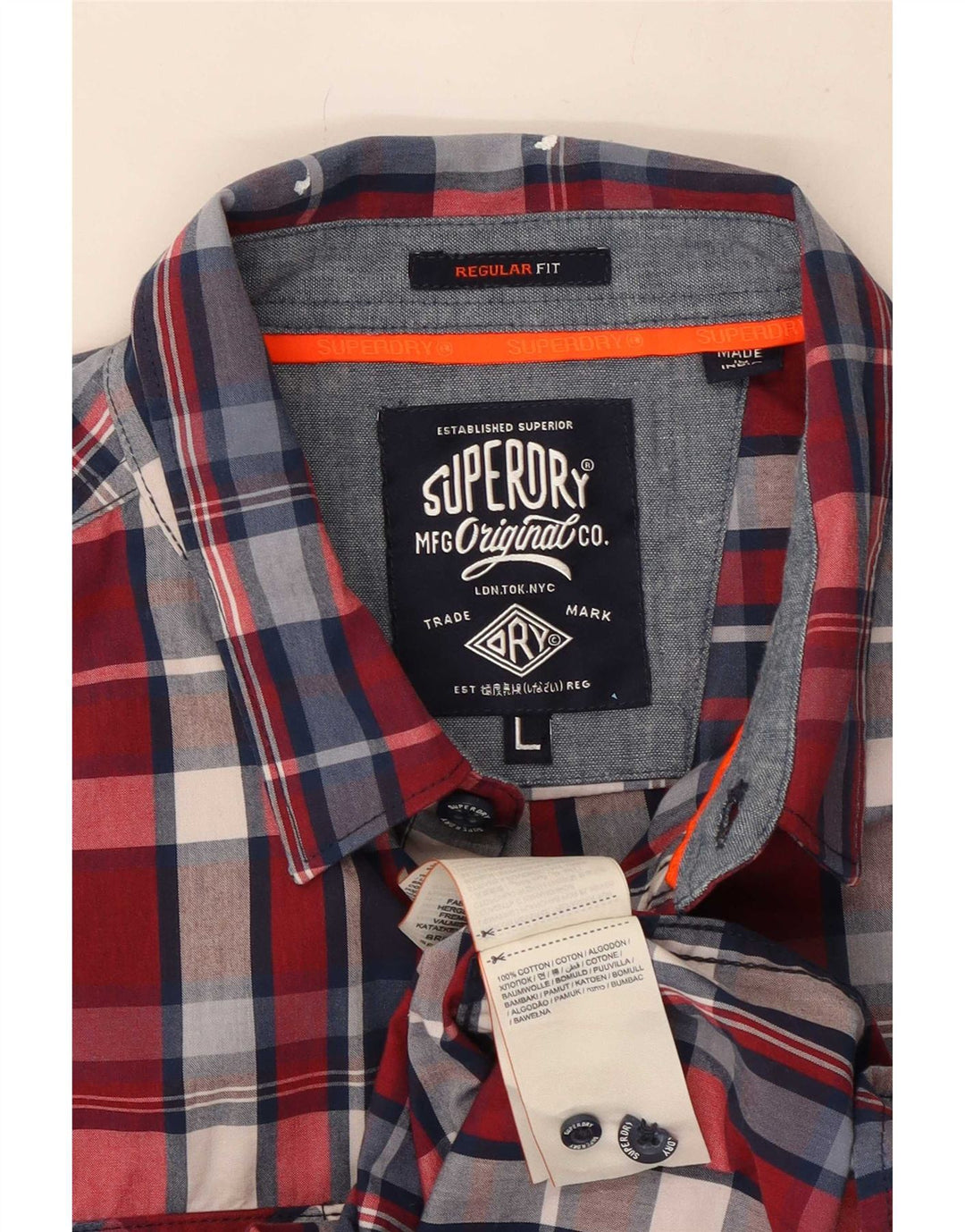 Superdry Herren-Hemd in normaler Passform, groß, rot kariert, Baumwolle