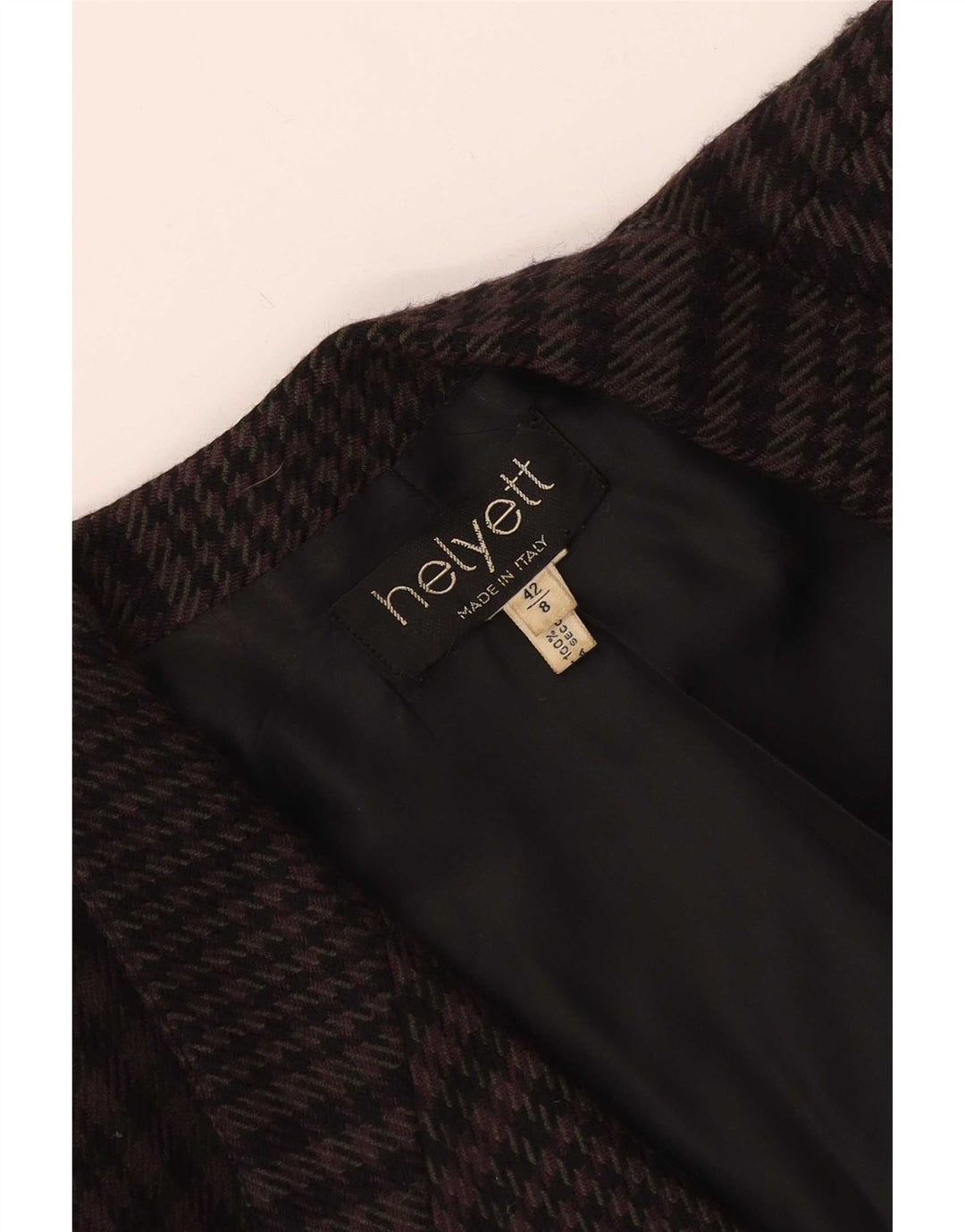 Helyett Damen-Blazer mit 1 Knopf, IT 42, mittelbraune Wolle mit Hahnentrittmuster