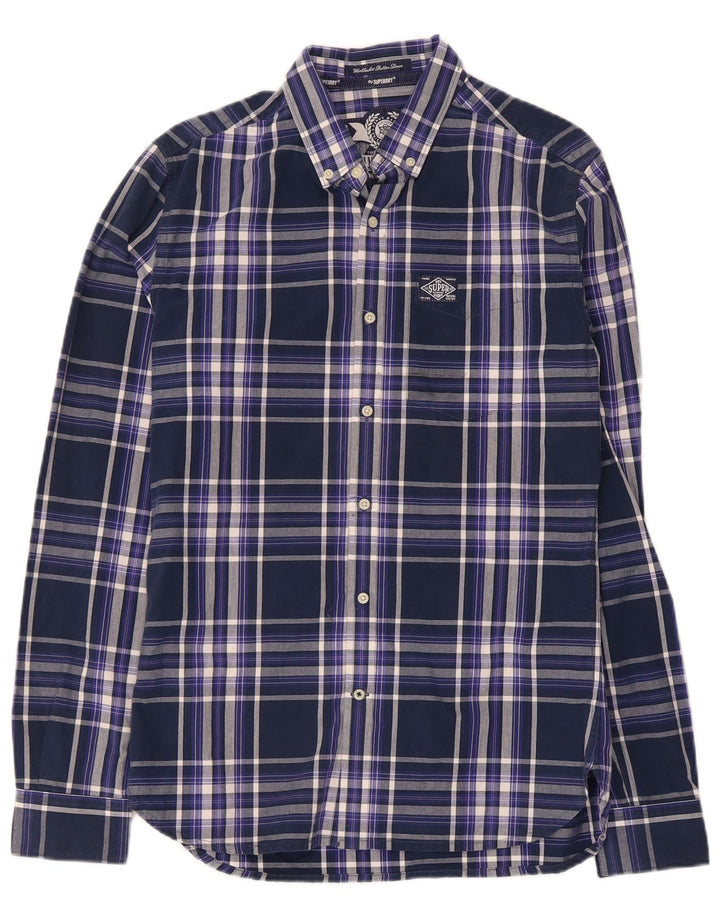 Superdry Herren-Hemd, klein, marineblau, kariert, Baumwolle