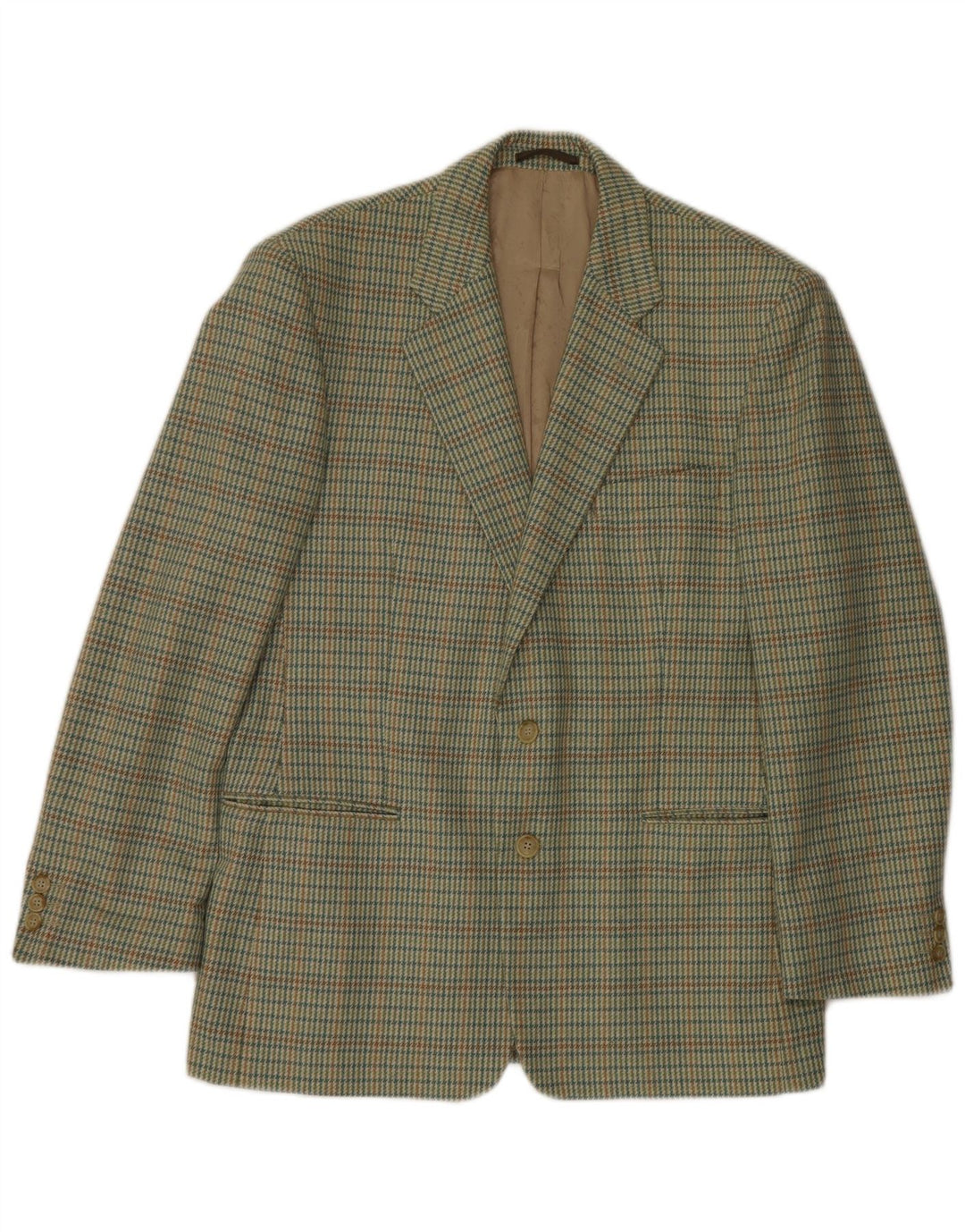 Lebole Herren-Blazer mit 2 Knöpfen, IT 50, große grüne Wolle mit Hahnentrittmuster