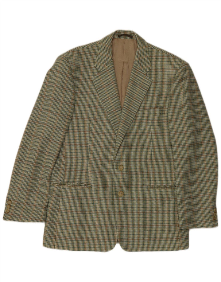 Lebole Herren-Blazer mit 2 Knöpfen, IT 50, große grüne Wolle mit Hahnentrittmuster