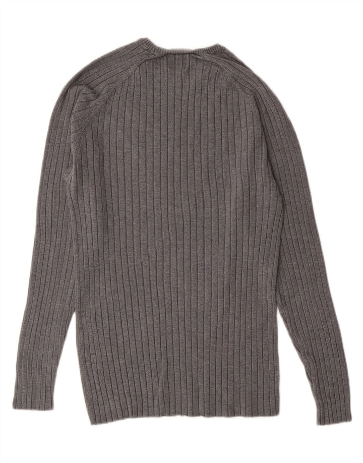 ZARA Womens Crew Neck Jumper Sweater UK 12 Medium Grey Viscose Vintage Zara and Second-Hand Zara from Messina Hembry 