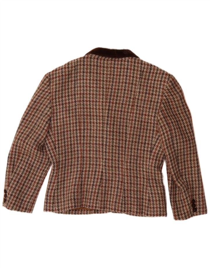Vintage Damen 5-Knopf-Blazerjacke IT 46 Großer mehrfarbiger Hahnentritt
