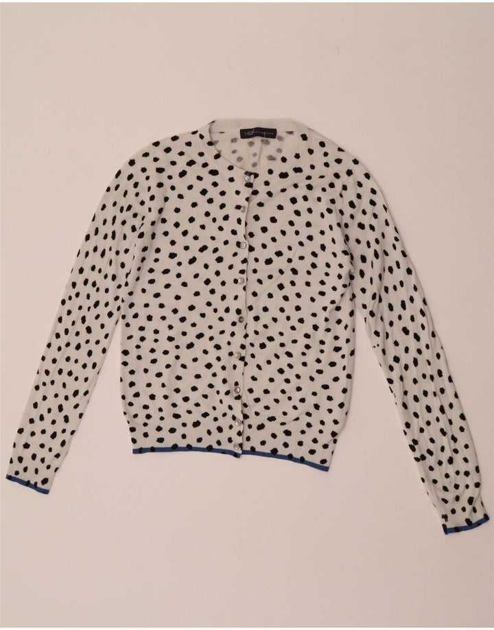 Marks & Spencer Damen-Cardigan-Pullover UK 10 Small Weiß gefleckte Viskose