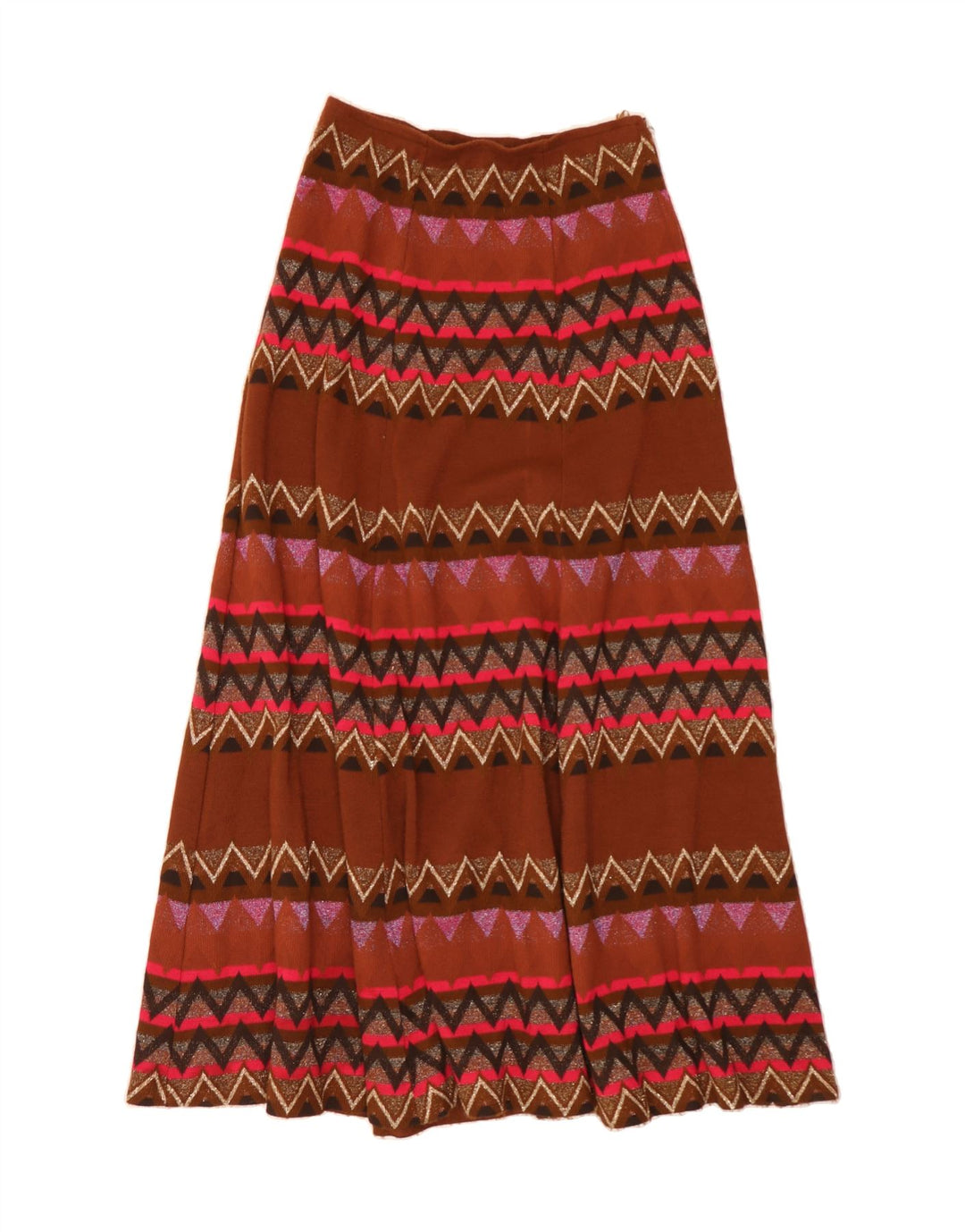 VINTAGE Damen Maxi Flared Rock IT 42 Medium W30 Mehrfarbig Geometrisch