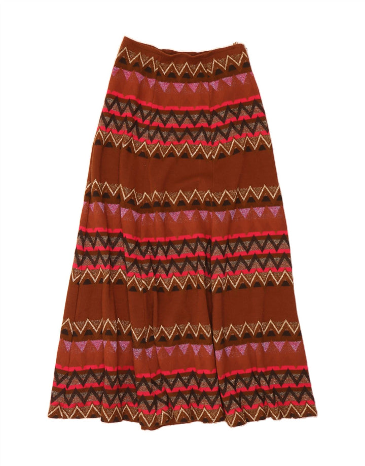 VINTAGE Damen Maxi Flared Rock IT 42 Medium W30 Mehrfarbig Geometrisch