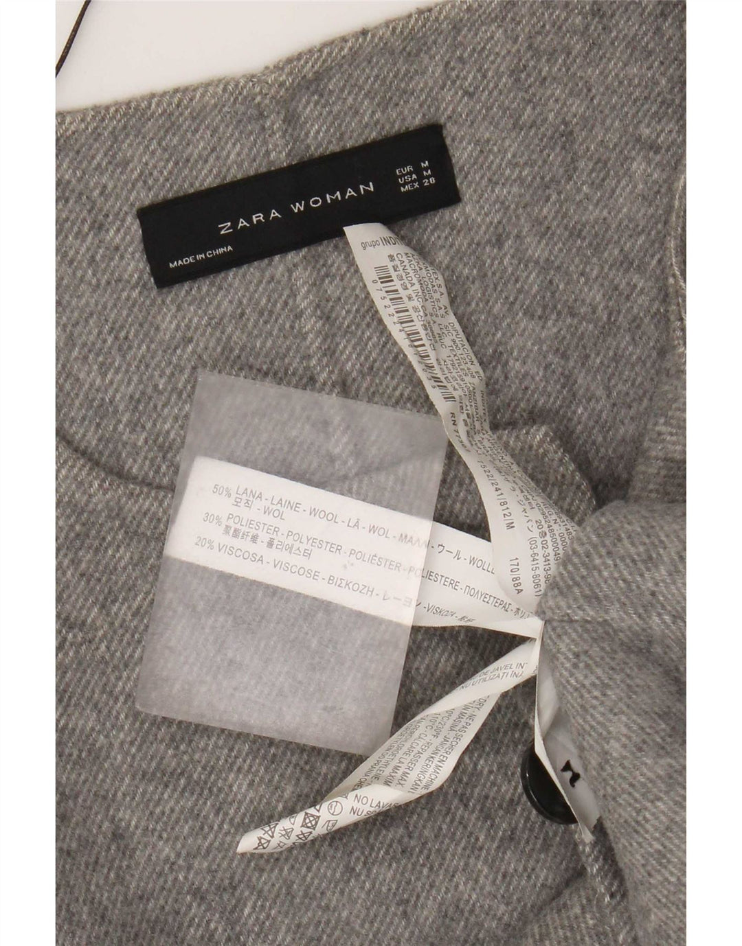 Zweireihiger Damenmantel von Zara, UK 14, mittelgraue Wolle