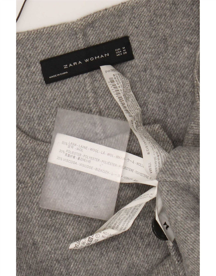 Zweireihiger Damenmantel von Zara, UK 14, mittelgraue Wolle